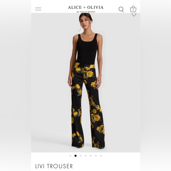 Alice + Olivia Black and Yellow Floral Pants - Picture 5 of 8